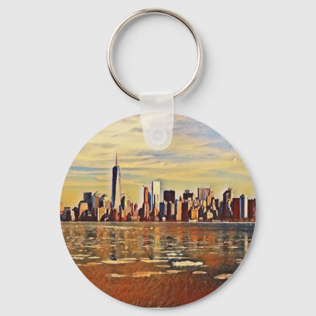 Abstract New York Skyline Keychain (Front)