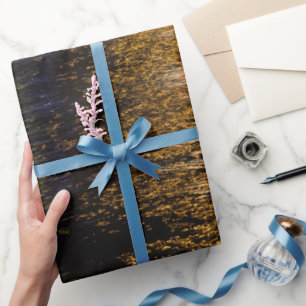 Abstract night lights sea shiny bronze reflection wrapping paper