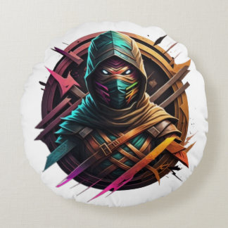 Abstract Ninja Warrior Round Pillow