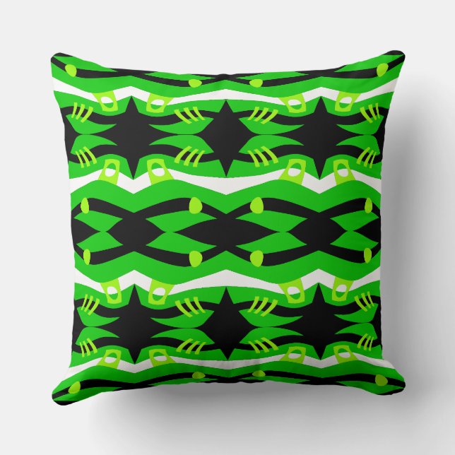 Abstract Noah’s Ark Black Green White Throw Pillow (Back)