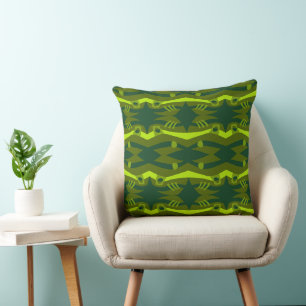 Abstract Noah’s Ark Green Olive Lime Throw Pillow