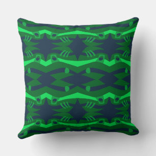 Abstract Noah’s Ark Navy Blue Bottle Green Throw Pillow