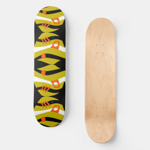 Abstract Noah's Ark Black Olive Orange White  Skateboard