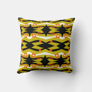 Abstract Noah's Ark Black Olive Orange White Throw Pillow