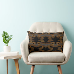 Abstract Noah's Ark Black Orange Brown Grey Lumbar Pillow