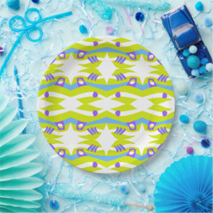 Abstract Noah's Ark Green Purple Blue Paper Plate