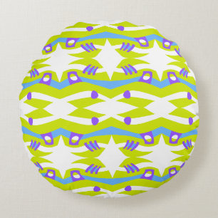 Abstract Noah's Ark Green Purple Blue Round Pillow