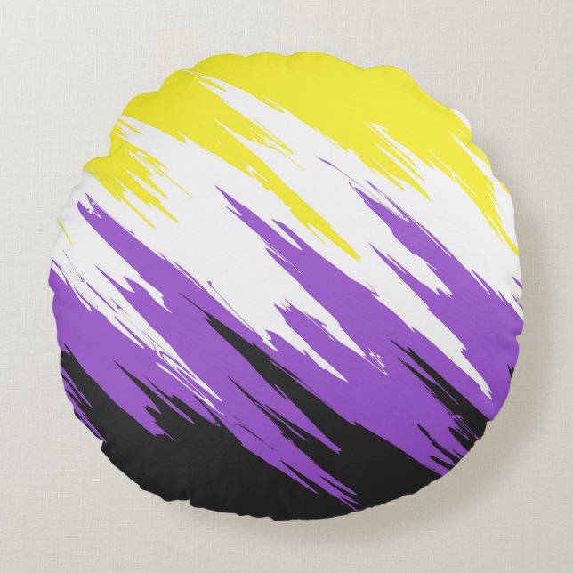 Abstract Nonbinary Pride Flag     Round Pillow (Front)