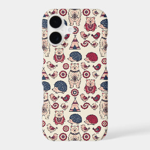 Abstract Nordic Bear Hedgehog Robin iPhone Cases