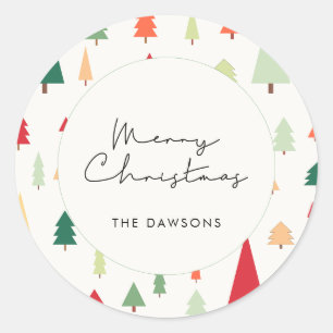 Abstract Nordic Christmas trees Classic Round Sticker