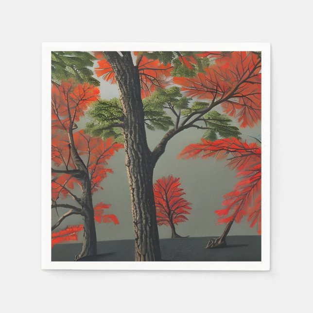 Abstract Northern Autumn Woodland Napkin (Front)