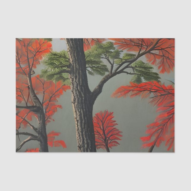 Abstract Northern Autumn Woodland Tissue Paper (Front)