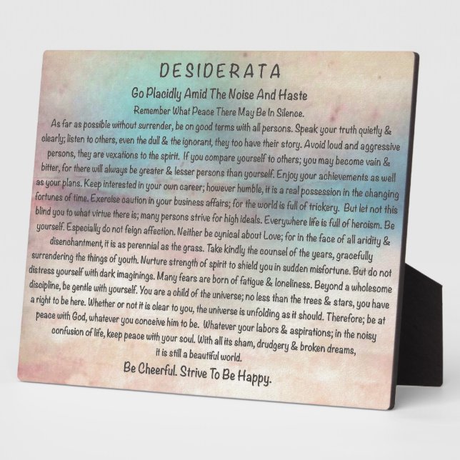 Abstract Ocean Beach=Desiderata Poem Plaque (Side)