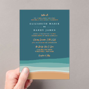 Abstract Ocean Beach Wedding Acrylic Invitations