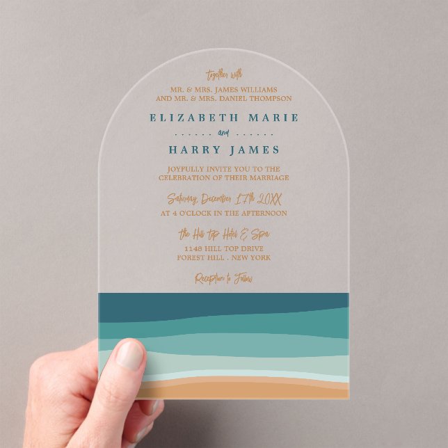 Abstract Ocean Beach Wedding Acrylic Invitations (Insitu (Handheld))