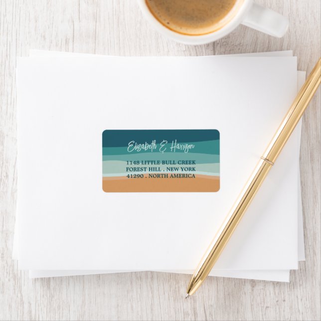 Abstract Ocean Beach Wedding Label (Insitu)
