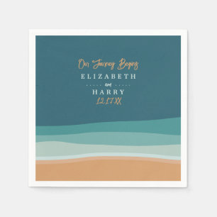Abstract Ocean Beach Wedding Napkin