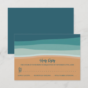 Abstract Ocean Beach Wedding RSVP Card