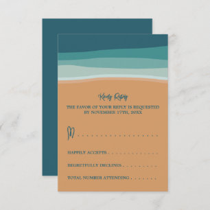 Abstract Ocean Beach Wedding RSVP Card