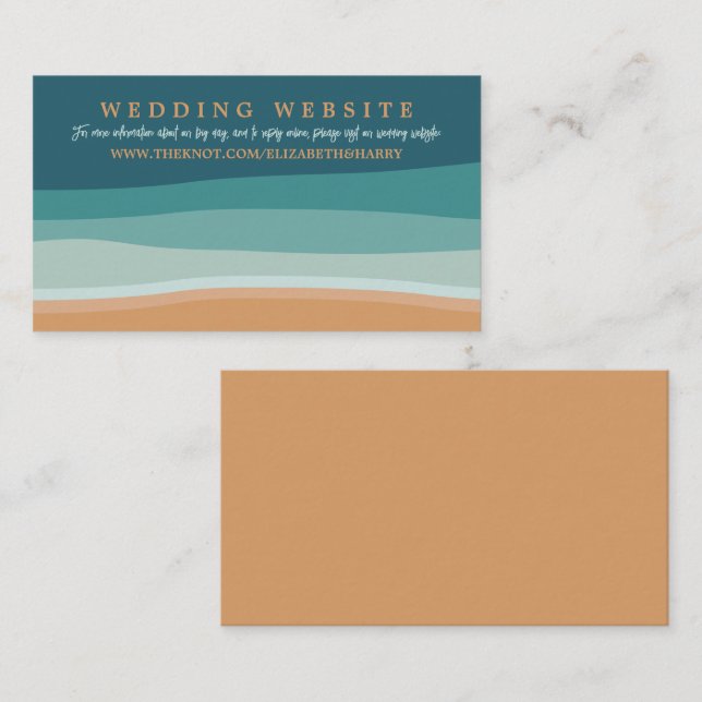Abstract Ocean Beach Wedding Website Enclosure Card (Front/Back)