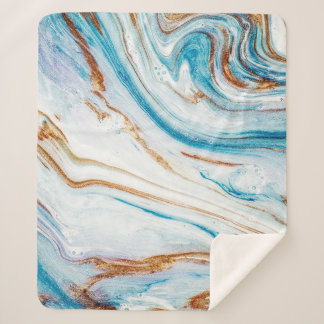 Abstract Ocean Luxury Marble Swirls Sherpa Blanket