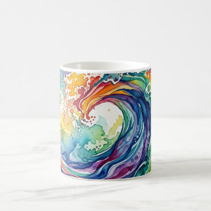 Abstract Ocean Rainbow Wave Coffee Mug