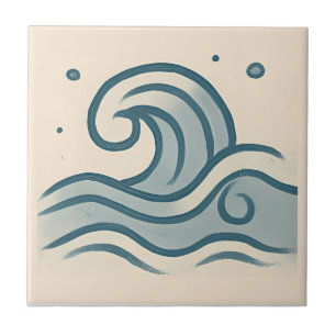 Abstract Ocean Wave Minimalist Tile
