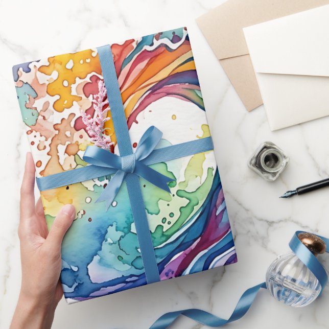 Abstract Ocean Wave Rainbow Wrapping Paper (Gifting)