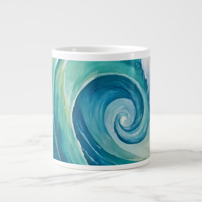 Abstract Ocean Wave Spiral Large Coffee Mug (Front)