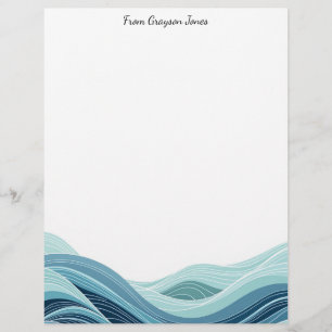 Abstract Ocean Waves Letterhead