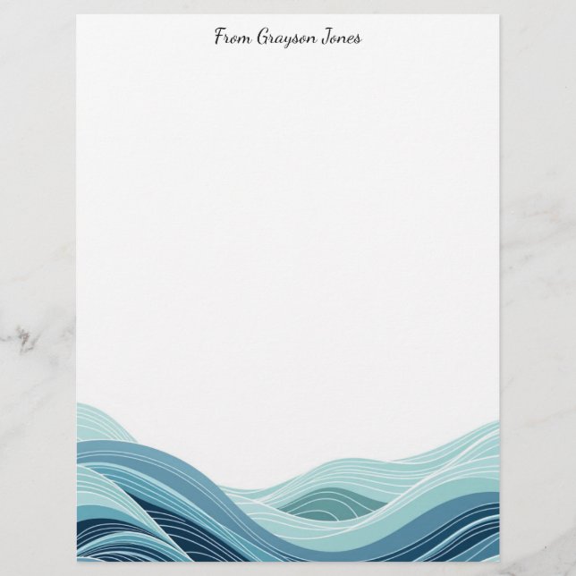 Abstract Ocean Waves Letterhead (Front)
