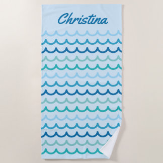 Abstract Ocean Waves Pattern Beach Towel