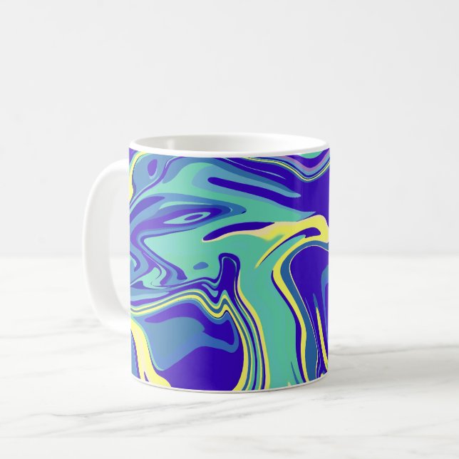 Abstract Oceanic Swirls Coffee Mug (Front Left)