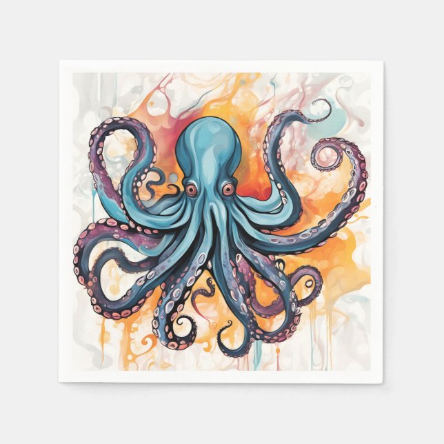 Abstract Octopus Colourful Napkin (Front)