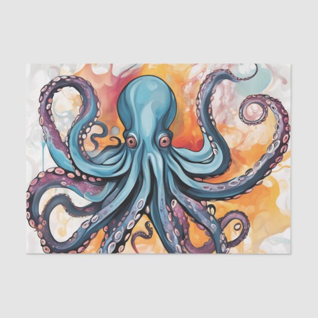 Abstract Octopus Colourful Tissue Paper (Front)