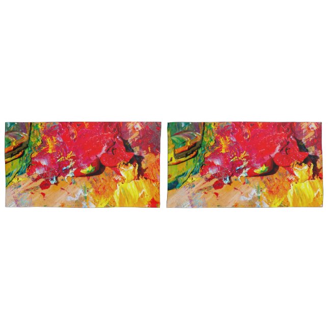 Abstract Of Artist Palette Pillowcase (Front-Set)