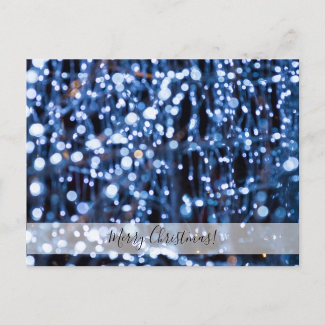 Abstract Of Blue Lights Christmas Postcard (Front)