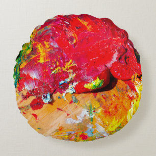 Abstract Of Colourful Artist Palette Round Pillow