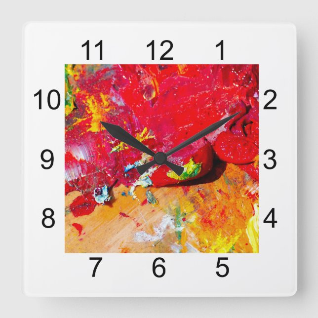 Abstract Of Colourful Artist Palette Square Wall Clock (Front)