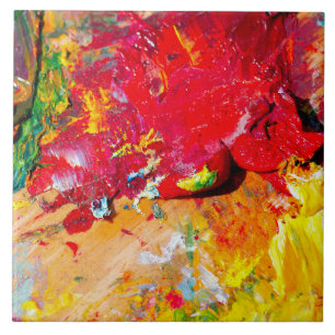 Abstract Of Colourful Artist Palette Tile