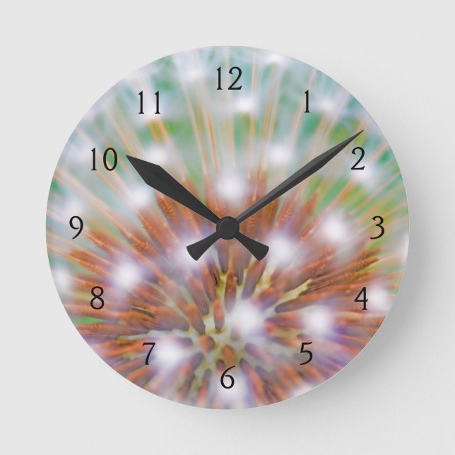 Abstract of dandelion seed head round clock (Front)