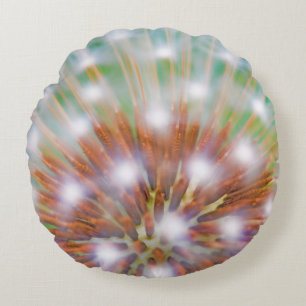 Abstract of dandelion seed head round pillow