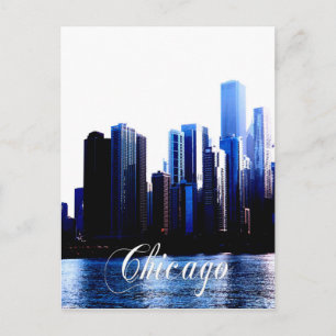 Abstract of Downtown Chicago effects Postcard