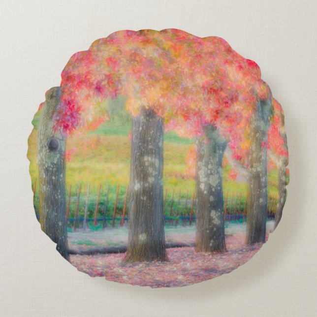Abstract of Napa Valley trees Round Pillow (Front)