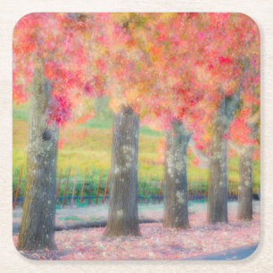 Abstract of Napa Valley trees Square Paper Coaster