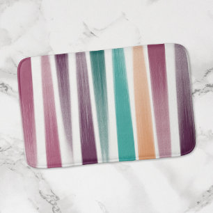 Abstract oil brush strokes in marsala and teal bath mat