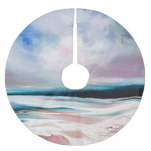 Abstract Oil Canvas: Contemporary Texture Brushed Polyester Tree Skirt