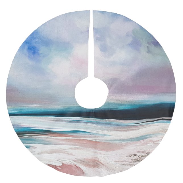 Abstract Oil Canvas: Contemporary Texture Brushed Polyester Tree Skirt (Front)