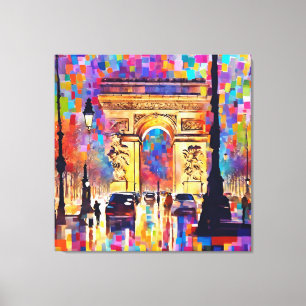 Abstract Oil Paint Style Paris Arch France  Canvas Print