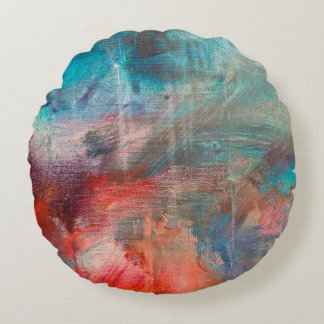 Abstract oil painting background. Oil on canvas te Round Pillow